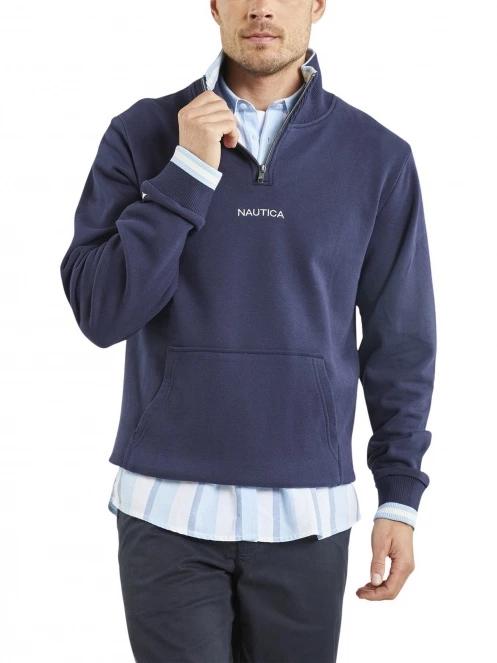 Nautica Banff 1/4 Zip Top férfi pulóver sötétkék színben 2