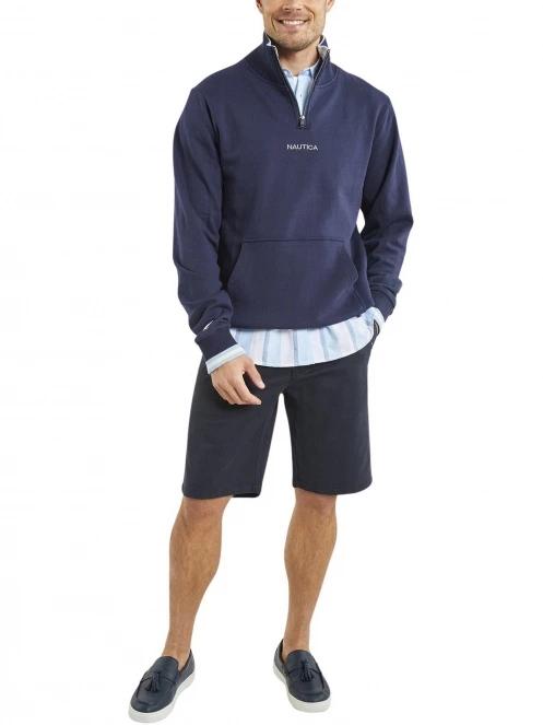 Nautica Banff 1/4 Zip Top férfi pulóver sötétkék színben 4