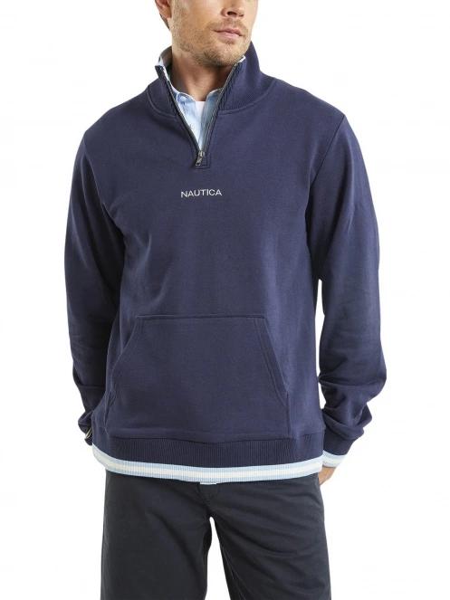 Nautica Banff 1/4 Zip Top férfi pulóver sötétkék színben 5