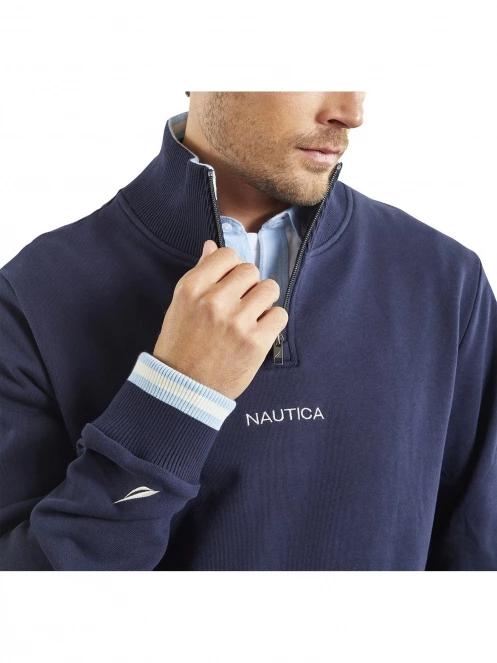 Nautica Banff 1/4 Zip Top férfi pulóver sötétkék színben 6