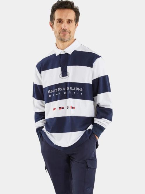 Nautica Trivor Rugby Shirt férfi hosszú ujjú póló sötétkék színben 2