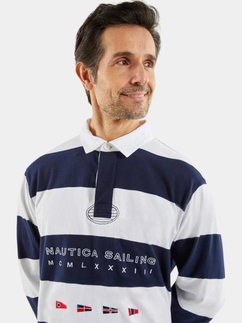 Nautica Trivor Rugby Shirt férfi hosszú ujjú póló sötétkék színben 4