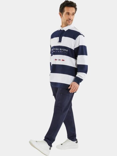 Nautica Trivor Rugby Shirt férfi hosszú ujjú póló sötétkék színben 5