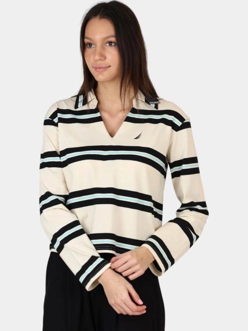 Nautica Salado LS Polo Shirt női hosszú ujjú galléros póló homok színben 2