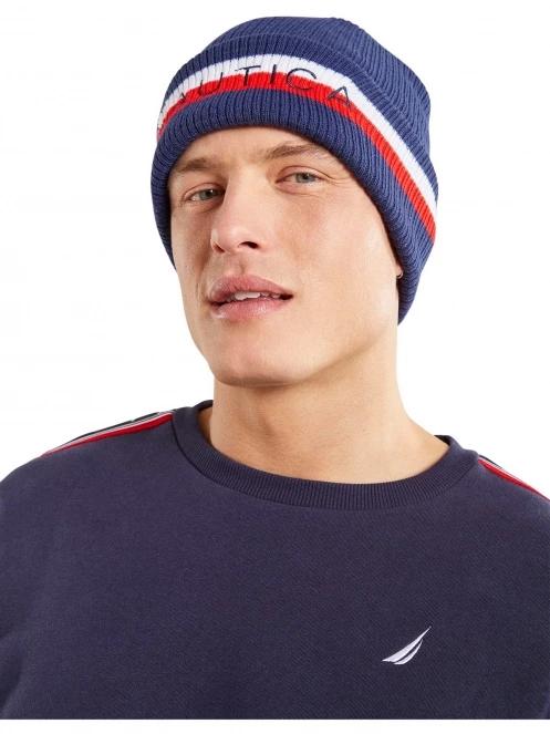 Nautica Zeus Beanie férfi kötött sapka sötétkék színben 2