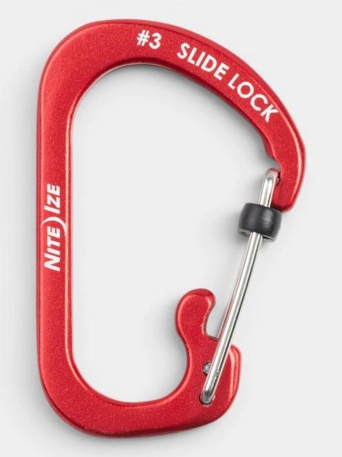Niteize SlideLock® Carabiner Aluminum #3 karabiner piros színben 2