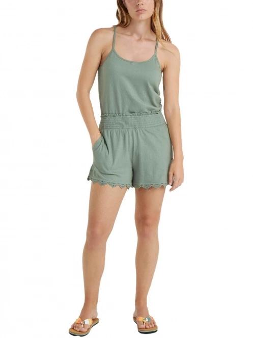 O'Neill Essentials Ava Smocked Shorts női rövidnadrág zöld színben 4