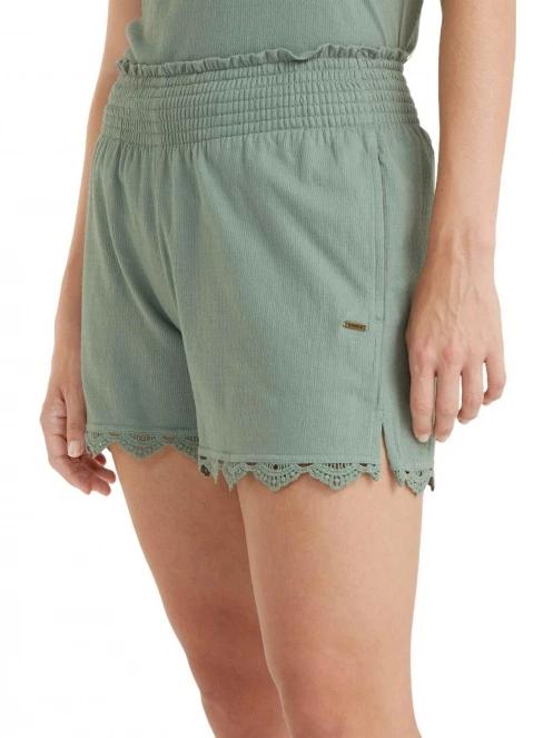O'Neill Essentials Ava Smocked Shorts női rövidnadrág zöld színben 5