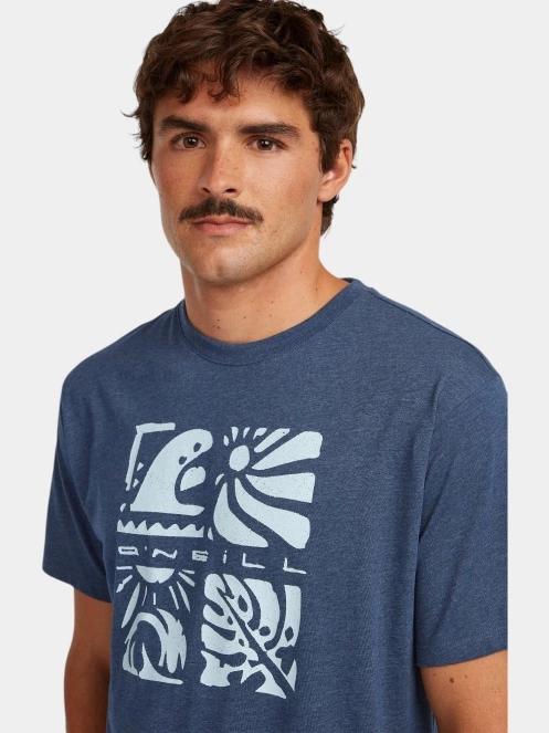 O'Neill O'Neill Melange Front Print T-Shirt férfi rövid ujjú póló sötétkék színben 5