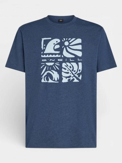O'Neill O'Neill Melange Front Print T-Shirt férfi rövid ujjú póló sötétkék színben 6