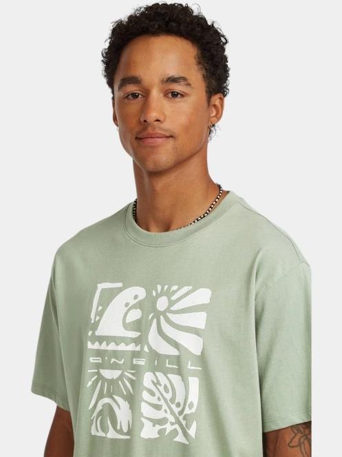O'Neill O'Neill Melange Front Print T-Shirt férfi rövid ujjú póló világoszöld színben 5