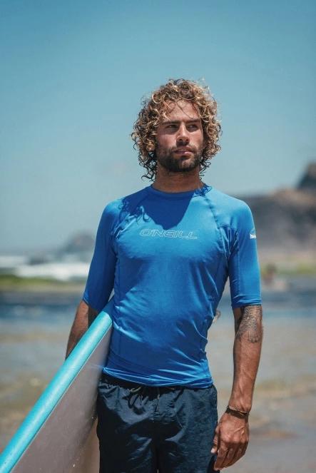 O'Neill Basic Skins S/S Rash Guard férfi rövid ujjú lycra kék színben 6