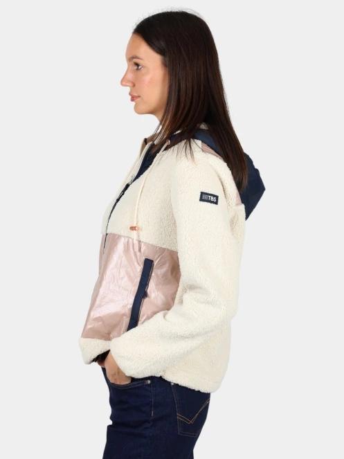 TBS Paulazip női kapucnis pulóver homok színben 3