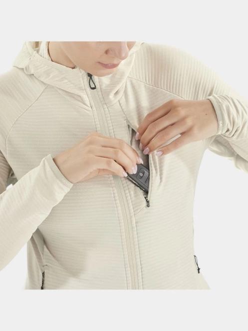 Salomon Essential Ltwarm Fz HD W női polár pulóver homok színben 4