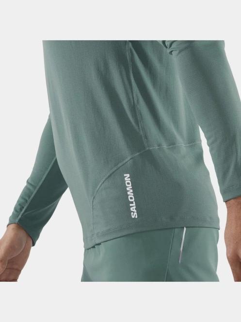 Salomon Cross Run Ls Tee M férfi hosszú ujjú sport póló zöld színben 4