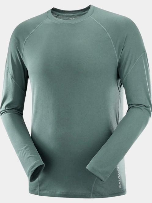 Salomon Cross Run Ls Tee M férfi hosszú ujjú sport póló zöld színben 5