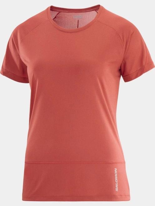 Salomon Cross Run Ss Tee W női rövid ujjú sport póló piros színben 5