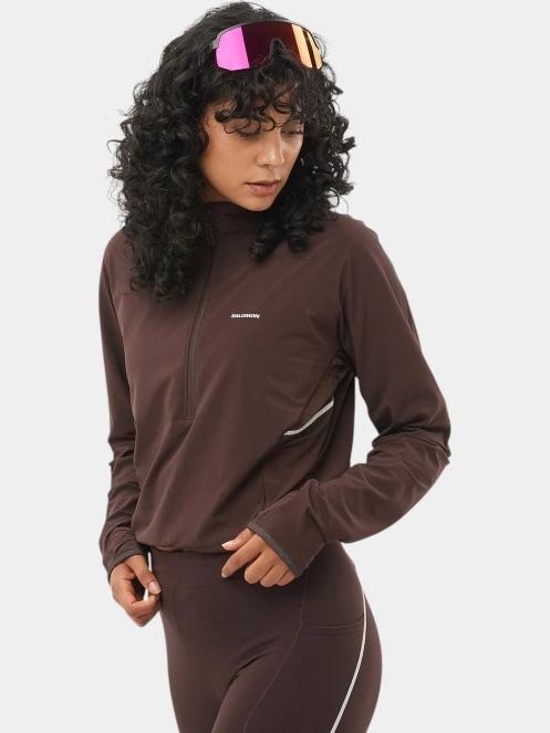 Salomon Sense Aero Hybrid Cropped női crop pulóver barna színben 2