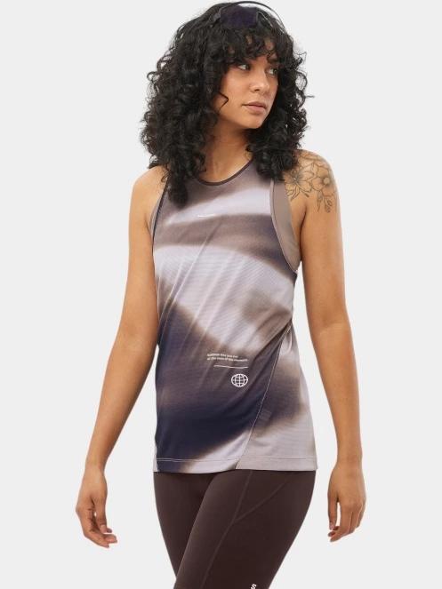 Salomon Shakeout Core Graphic női tank top barna színben 2