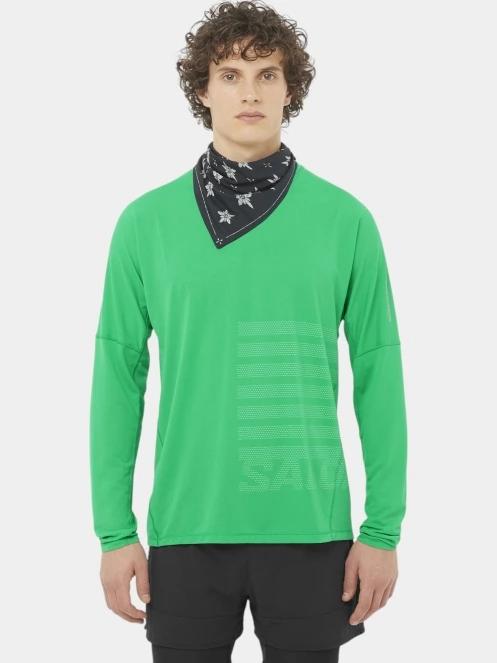 Salomon Sense Aero Graphic férfi hosszú ujjú sport póló zöld színben 2