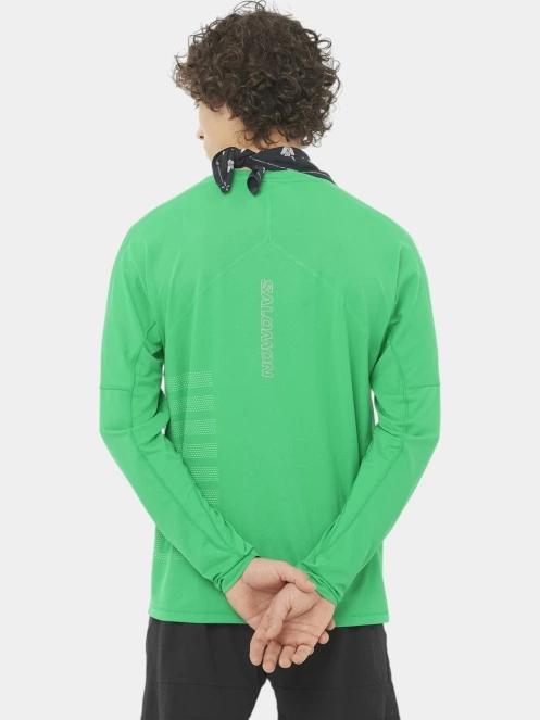 Salomon Sense Aero Graphic férfi hosszú ujjú sport póló zöld színben 3