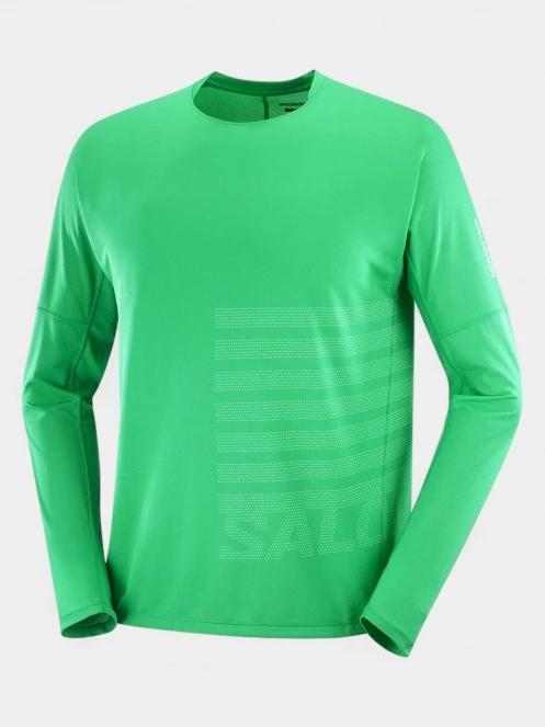 Salomon Sense Aero Graphic férfi hosszú ujjú sport póló zöld színben 6