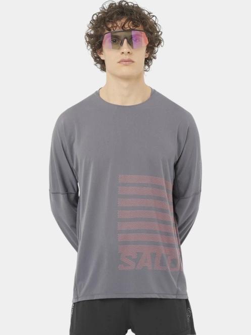 Salomon Sense Aero Graphic férfi hosszú ujjú sport póló szürke színben 2