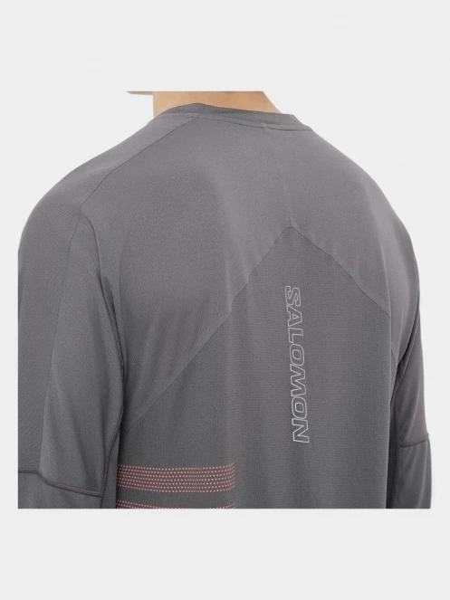 Salomon Sense Aero Graphic férfi hosszú ujjú sport póló szürke színben 4