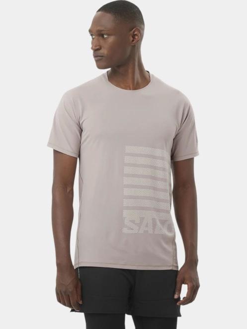 Salomon Sense Aero Graphic férfi rövid ujjú sport póló barna színben 2