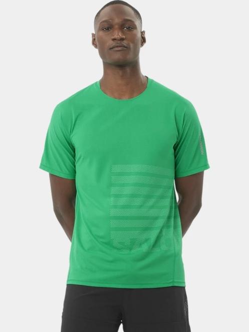 Salomon Sense Aero Graphic férfi rövid ujjú sport póló zöld színben 2