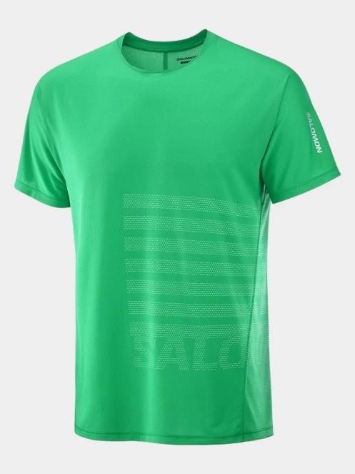 Salomon Sense Aero Graphic férfi rövid ujjú sport póló zöld színben 5