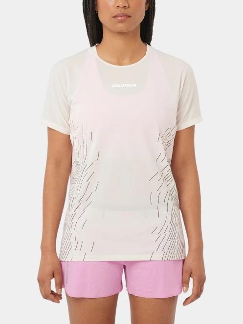 Salomon Sense Aero SS Tee Gfx W női rövid ujjú sport póló fehér színben 2