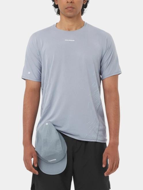 Salomon Sense Aero Ss Tee Gfx M férfi rövid ujjú sport póló szürke színben 2