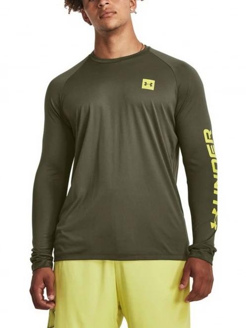 Under Armour Ua Tech Prt Fill Ls férfi hosszú ujjú sport póló oliva színben 2