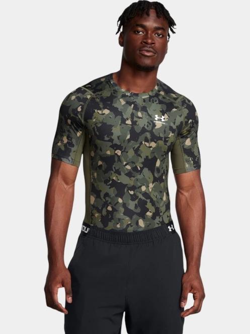 Under Armour Ua HG Armour Prtd Ss férfi rövid ujjú sport póló zöld színben 2