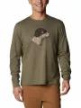 Columbia Apres Lifestyle Graphic Long Sleeve Shirt férfi hosszú ujjú póló zöld színben 1