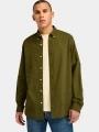 Timberland Stretch Poplin Shirt férfi hosszú ujjú ing oliva színben 1
