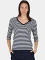 Musto W Classic V-Neck Stripe Tee női rövid ujjú póló sötétkék színben 1